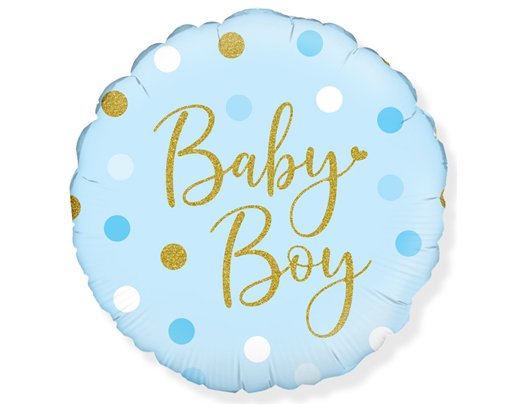 18in SPARKLING BABY BOY DOTS FOIL BALLOON