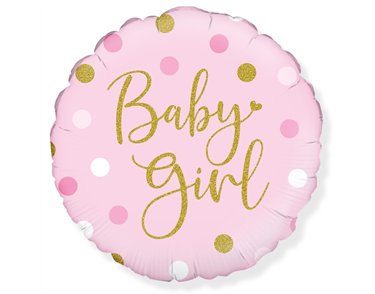 18in SPARKLING BABY GIRL DOTS FOIL BALLOON