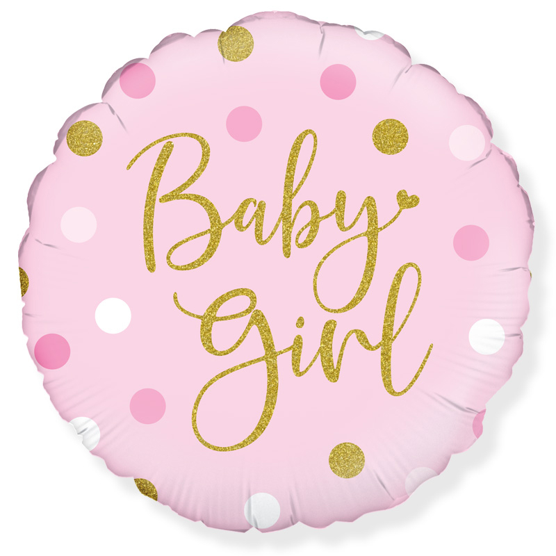 18in SPARKLING BABY GIRL DOTS FOIL BALLOON