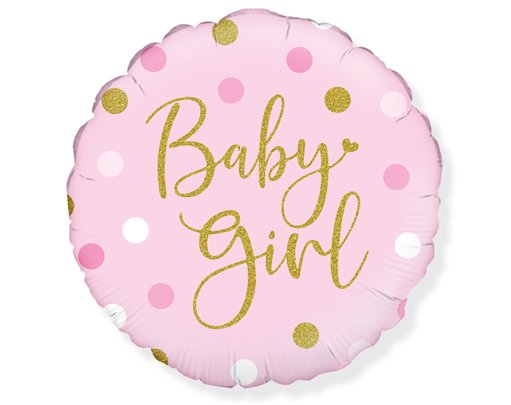 18in SPARKLING BABY GIRL DOTS FOIL BALLOON