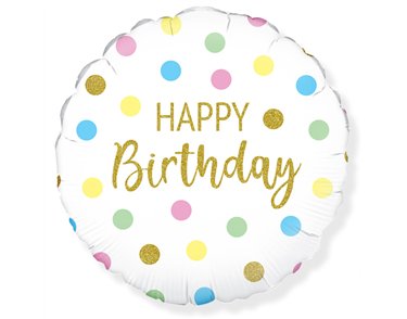 18in PASTEL DOTS BIRTHDAY FOIL BALLOON