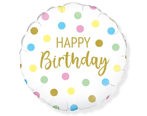 18in PASTEL DOTS BIRTHDAY FOIL BALLOON