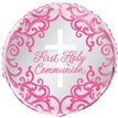 18in FANCY PINK CROSS 1ST COMMUNION FOIL BALLOON