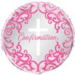 18in FANCY PINK CROSS CONFIRMATION FOIL BALLOON