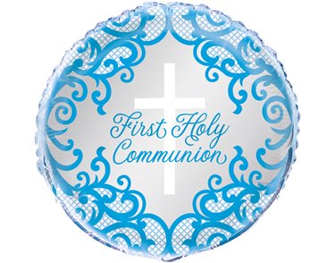 18in FANCY BLUE CROSS 1ST COMMUNION FOIL BALLOON