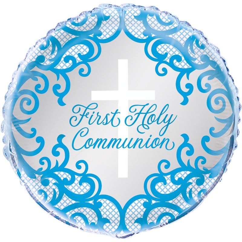 18in FANCY BLUE CROSS 1ST COMMUNION FOIL BALLOON