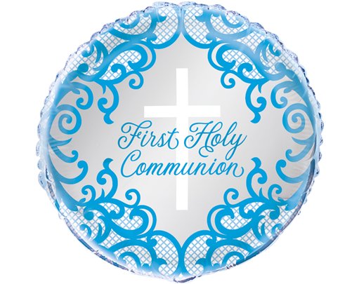 18in FANCY BLUE CROSS 1ST COMMUNION FOIL BALLOON