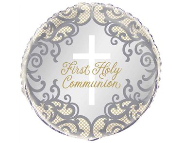 18in FANCY GOLD CROSS 1ST COMMUNION FOIL BALLOON