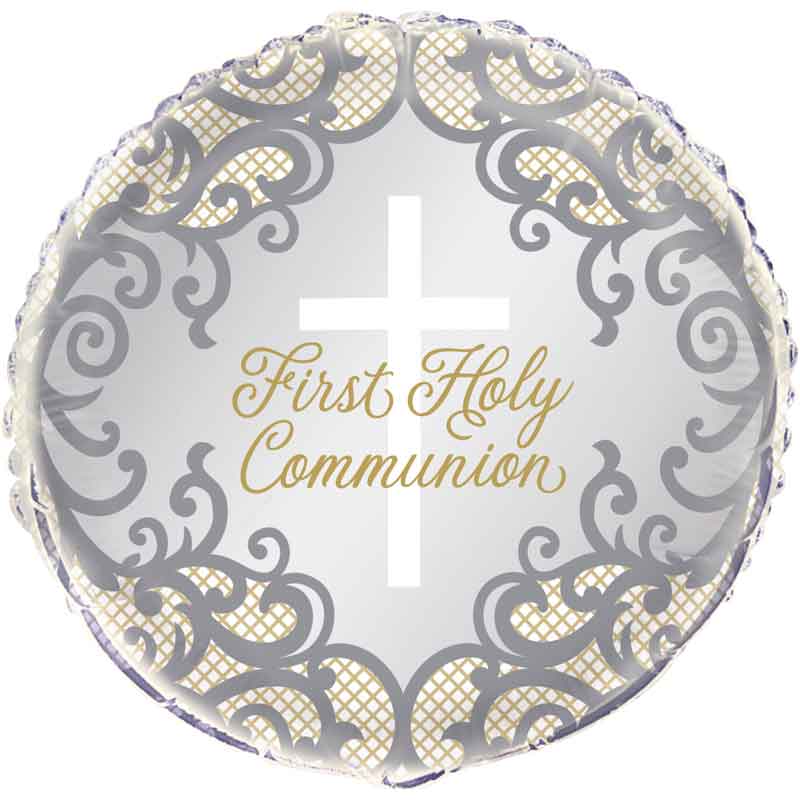 18in FANCY GOLD CROSS 1ST COMMUNION FOIL BALLOON