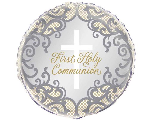 18in FANCY GOLD CROSS 1ST COMMUNION FOIL BALLOON