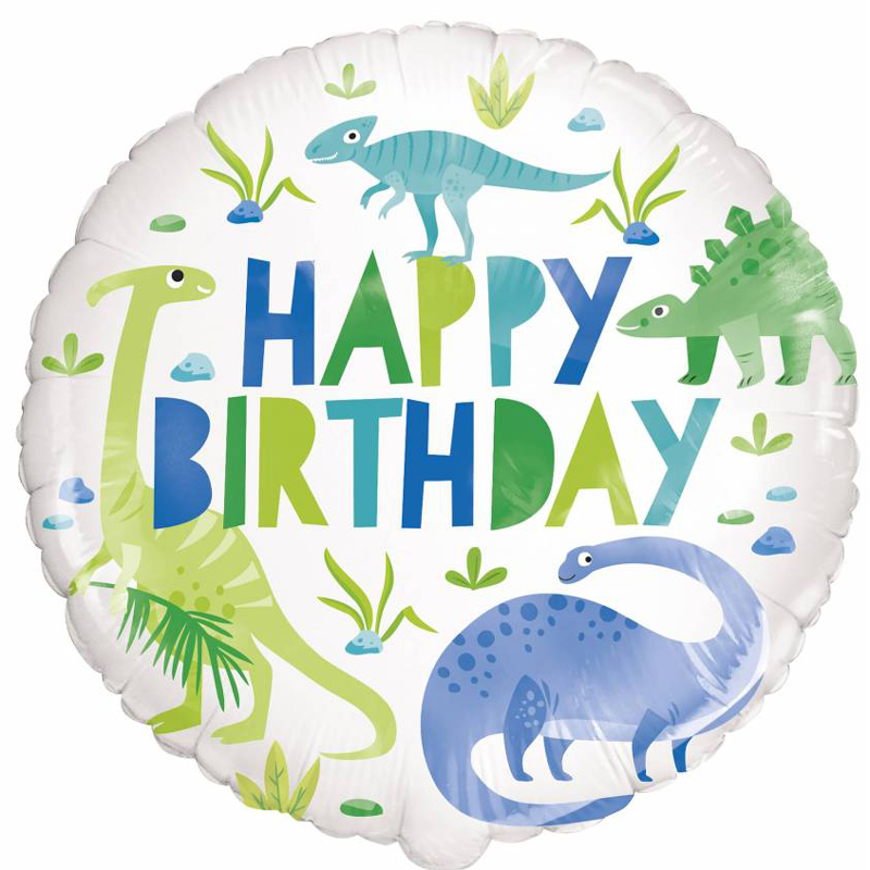 18in BLUE & GREEN DINOSAUR FOIL BALLOON