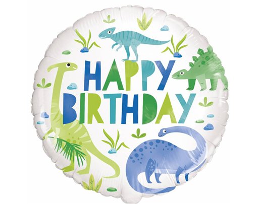 18in BLUE & GREEN DINOSAUR FOIL BALLOON