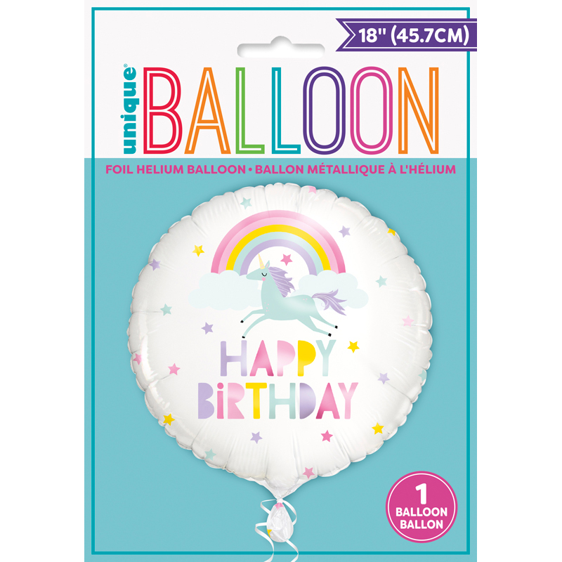 18in RAINBOW & UNICORN HAPPY BIRTHDAY FOIL BALLOON