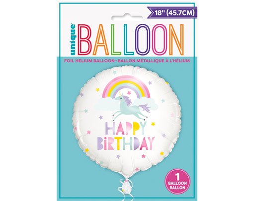 18in RAINBOW & UNICORN HAPPY BIRTHDAY FOIL BALLOON