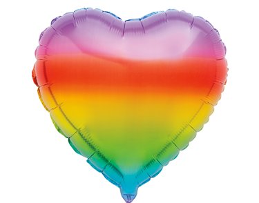 18in GRADIENT RAINBOW HEART FOIL BALLOON