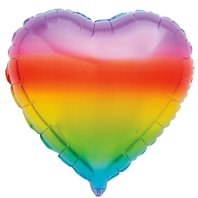 18in GRADIENT RAINBOW HEART FOIL BALLOON