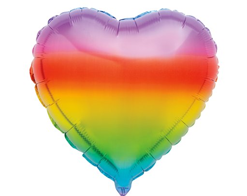 18in GRADIENT RAINBOW HEART FOIL BALLOON