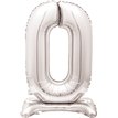 30in SILVER NUMBER 0 SHAPED STANDING FOIL BALLOON