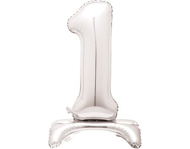 30in SILVER NUMBER 1 SHAPED STANDING FOIL BALLOON