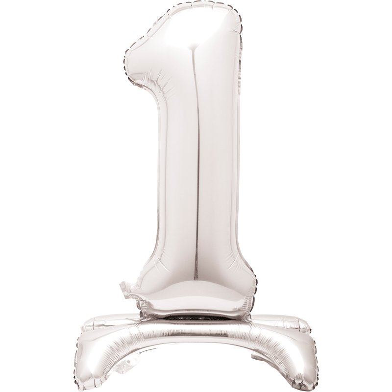 30in SILVER NUMBER 1 SHAPED STANDING FOIL BALLOON