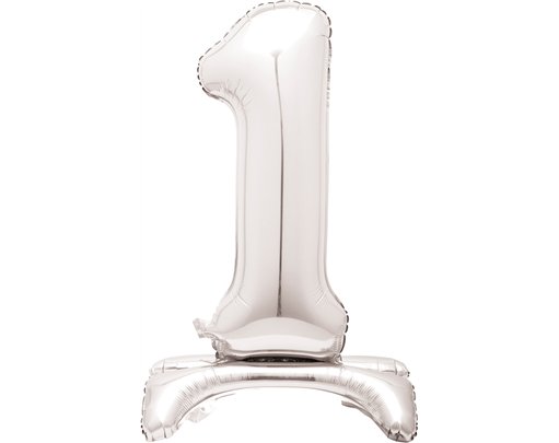 30in SILVER NUMBER 1 SHAPED STANDING FOIL BALLOON