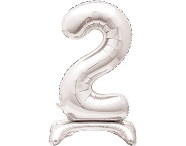 30in SILVER NUMBER 2 SHAPED STANDING FOIL BALLOON