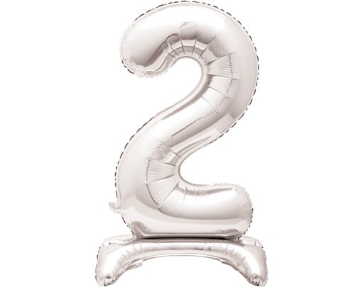 30in SILVER NUMBER 2 SHAPED STANDING FOIL BALLOON