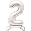 30in SILVER NUMBER 2 SHAPED STANDING FOIL BALLOON