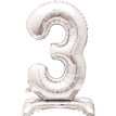 30in SILVER NUMBER 3 SHAPED STANDING FOIL BALLOON