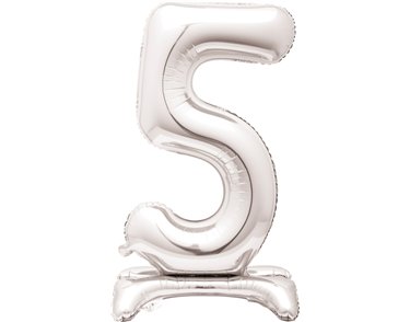 30in SILVER NUMBER 5 SHAPED STANDING FOIL BALLOON