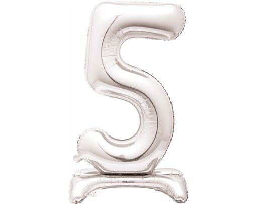 30in SILVER NUMBER 5 SHAPED STANDING FOIL BALLOON
