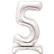 30in SILVER NUMBER 5 SHAPED STANDING FOIL BALLOON
