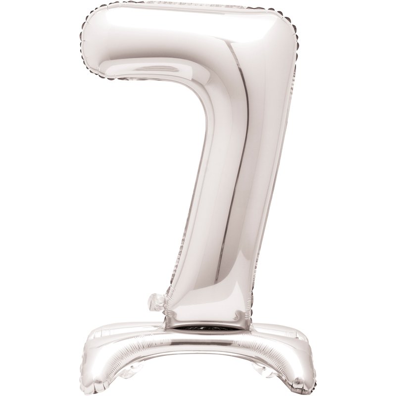 30in SILVER NUMBER 7 SHAPED STANDING FOIL BALLOON