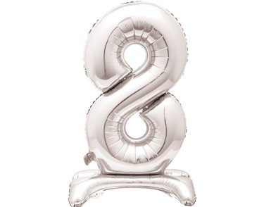 30in SILVER NUMBER 8 SHAPED STANDING FOIL BALLOON