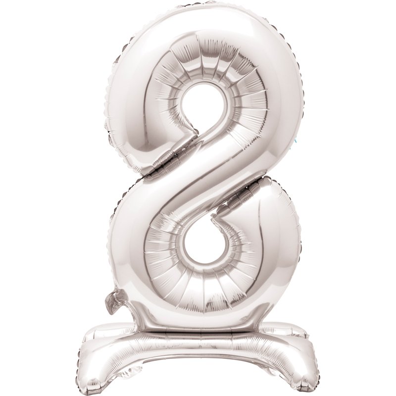 30in SILVER NUMBER 8 SHAPED STANDING FOIL BALLOON