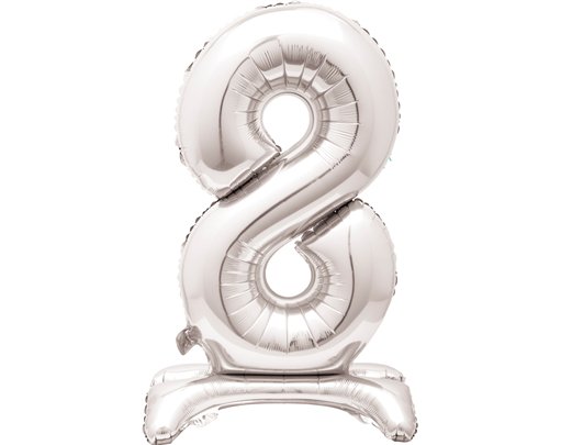 30in SILVER NUMBER 8 SHAPED STANDING FOIL BALLOON