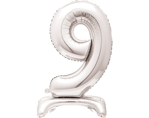 30in SILVER NUMBER 9 SHAPED STANDING FOIL BALLOON
