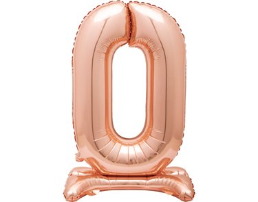 30in ROSE GOLD NUMBER 0 SHAPED STANDING FOIL BALLOON