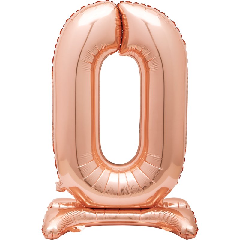 30in ROSE GOLD NUMBER 0 SHAPED STANDING FOIL BALLOON