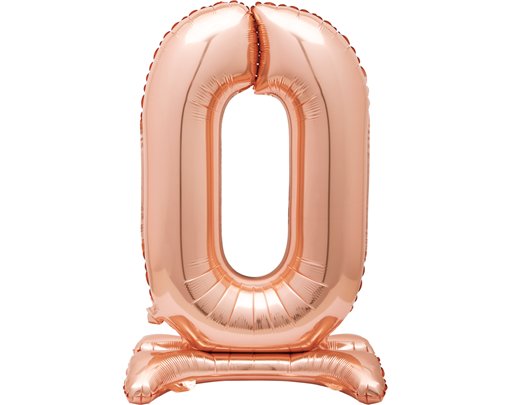 30in ROSE GOLD NUMBER 0 SHAPED STANDING FOIL BALLOON