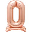 30in ROSE GOLD NUMBER 0 SHAPED STANDING FOIL BALLOON
