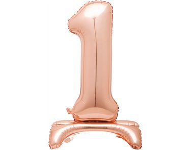 30in ROSE GOLD NUMBER 1 SHAPED STANDING FOIL BALLOON
