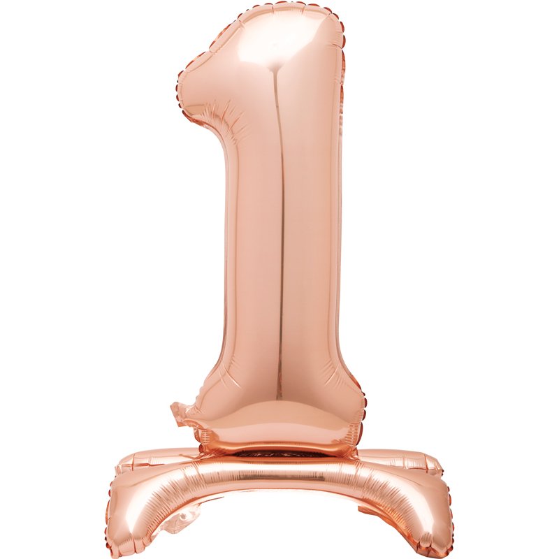 30in ROSE GOLD NUMBER 1 SHAPED STANDING FOIL BALLOON
