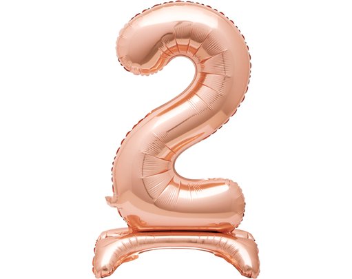 30in ROSE GOLD NUMBER 2 SHAPED STANDING FOIL BALLOON