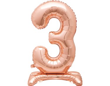 30in ROSE GOLD NUMBER 3 SHAPED STANDING FOIL BALLOON