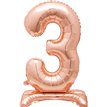 30in ROSE GOLD NUMBER 3 SHAPED STANDING FOIL BALLOON