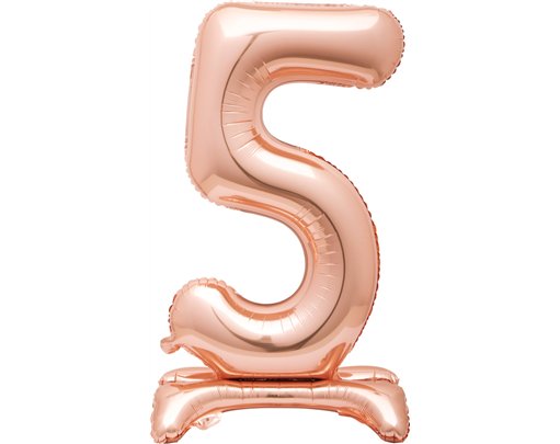 30in ROSE GOLD NUMBER 5 SHAPED STANDING FOIL BALLOON