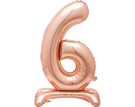 30in ROSE GOLD NUMBER 6 SHAPED STANDING FOIL BALLOON