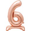 30in ROSE GOLD NUMBER 6 SHAPED STANDING FOIL BALLOON