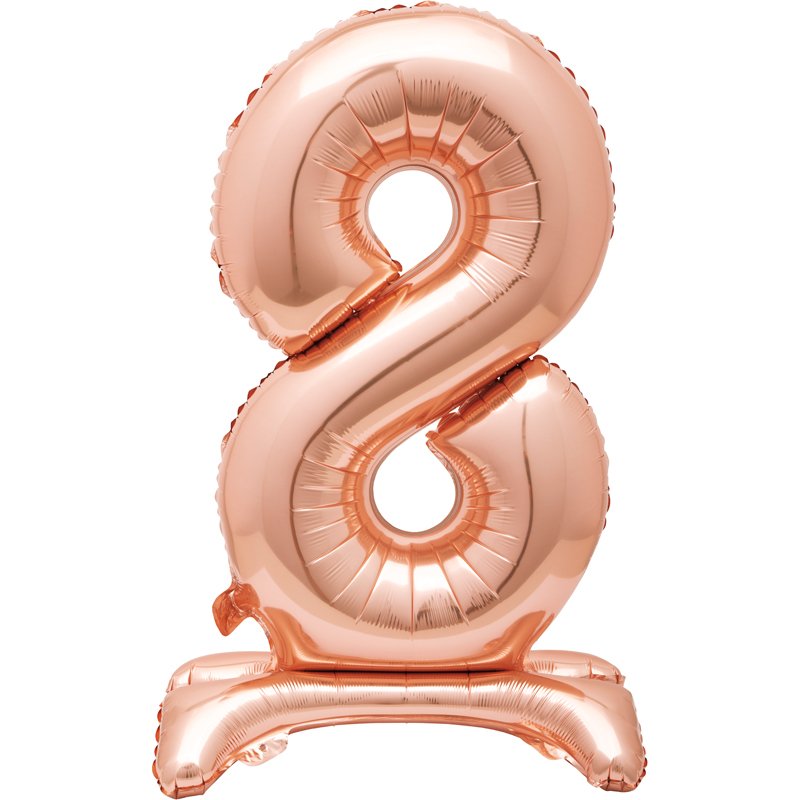 30in ROSE GOLD NUMBER 8 SHAPED STANDING FOIL BALLOON